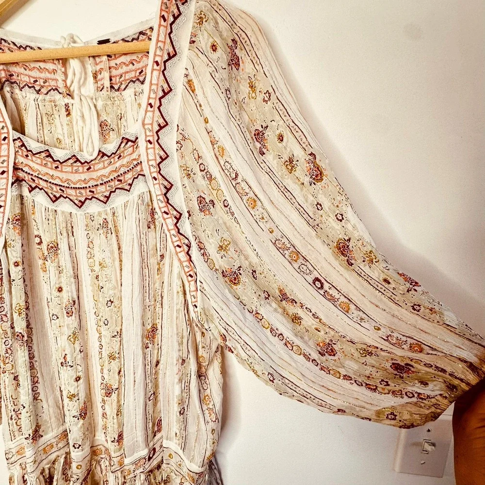 Free People Dance Magic Tunic‎ Womens Medium Embroidered Mini Dress Boho